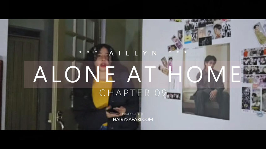 Aillyn strips slowly at home, revealing her hairy body and dripping with anticipation — the scene begins raw, wet, and fully exposed